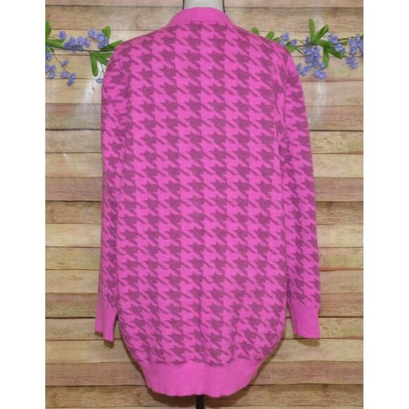 Buddy Love Twiggy Passion Fruit Cardigan Dress Houndstooth Sweater Oversized M/L - Picture 6 of 10